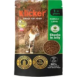 Влажный корм для взрослых кошек Klicker кусочки ягненка в желе 85 г
