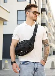 Сумка через плечо бананка Sambag Flex Pro черная 30×17×15 см (85451065m)