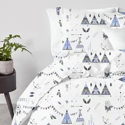 Комплект постільної білизни Cosas Dream white wigwam Двоспальний блакитний (WigwamDream_White_180) - мініатюра 2