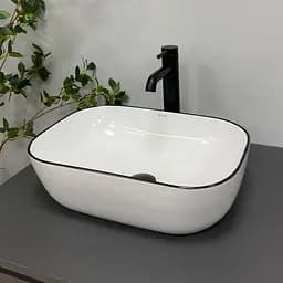 Умивальник VBI Ravenna black edge накладний VBI-011224, Білий - мініатюра 4