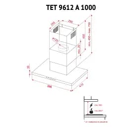 Витяжка декоративна Т-подібна Perfelli TET 9612 A 1000 I LED - мініатюра 10