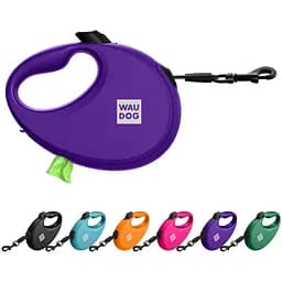 Повідець-рулетка для собак Waudog R-leash з контейнером для пакетів, світловідбивна стрічка, М до 20 кг, 5 м фіолетовий - мініатюра 7