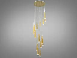 Люстра каскадна LED Diasha 3002/15G, 60W, золота, для холу, коридору, вітальні, офісу - мініатюра 2