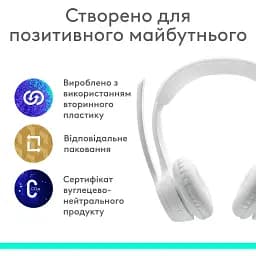 Гарнітура Logitech Zone 300 Wireless Headset BT White (981-001417) (6996323) - мініатюра 4