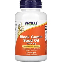 Натуральна добавка NOW Black Cumin Seed Oil 1000 mg, 60 капсул