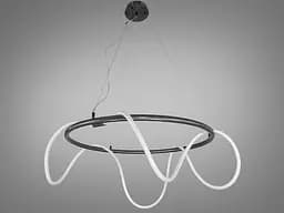 Минималистичная светодиодная люстра подвес шланг, 48W, черный хром.