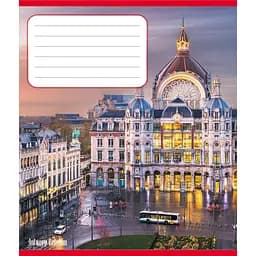 Тетрадь ученическая "Панорама города" Leader 012-510201C-4 в косую линию, 12 листов