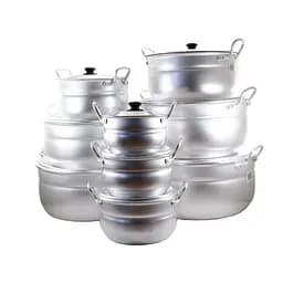 Набор из 9 сферических матовых алюминиевых кастрюль с крышкой 1.6-2.4-3.4-4.5-6.4-8-10-13-15 л, Interos Серый 86468
