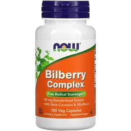 Черника Now Foods Bilberry Complex комплекс для зрения 100 вегетарианских капсул