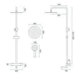 Душова система Rea Lungo з термостатом та виливом rose gold REA-P6606, Теплий захід сонця - мініатюра 3