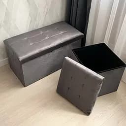 Пуф для зберігання МВМ My Home подвійний 760х380х380 мм сірий (TH-06 GRAY) - мініатюра 6