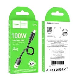 Кабель Hoco X96 Hyper 100W charging data cable Type-CL-0.25 м Чорний - мініатюра 2