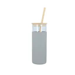 Скляна пляшка OldBro Tumbler з бамбуковою трубочкою Grey 550 мл - мініатюра 2
