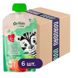 Упаковка натурального яблучно-полунично-морквяного пюре Galicia Baby 540 г (90 г x 6 шт.)