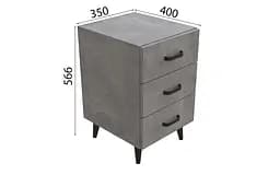 Тумба Віва 3 на конусних ніжках Ferrum-decor 56,5x35x40 Чорний метал ДСП Бетон 16 мм (FRD-106817) - мініатюра 4