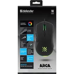 Мишка Defender Arga GM-049, 6кн. 3600 dpi, +коврик, rainbow, чорна (52049) - мініатюра 4