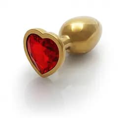Металллическая анальная пробка Heart Gem, размер M цвет: золотистый/красный Ouch! (Нидерланды) Ouch! OU492999 103127