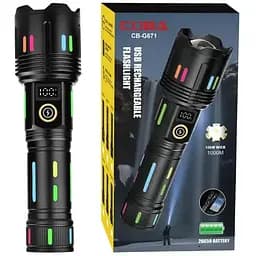 Аккумуляторный фонарь COBA G671/G25 с Power Bank, белым лазером и индикатором заряда