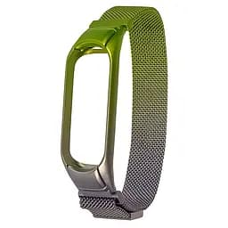 Ремешок Миланская петля радужный для Xiaomi Mi Band 3/4, 35 зелено-лиловый