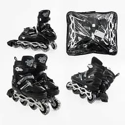 Роликовые коньки, размер 39-43, PVC колеса, черный, INLINE SKATE, 94608-L