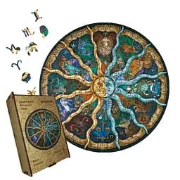 Пазл деревянный Круг Зодиака, А5, Картонная коробка 35 элементов