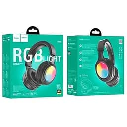 Накладні бездротові навушники Hoco W48 Focus BT гарнітура з підсвічуванням RGB чорні - мініатюра 3