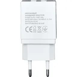 Мережевий зарядний пристрій Florence 2USB 2A Lightning cable White - мініатюра 2
