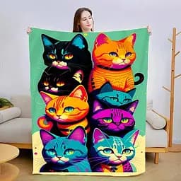 Плед плюшевий 3D Спостерігаючі котики 160х200 см