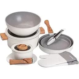 Набор посуды Yiwu Elamina с антипригарным покрытием 11 предметов белый HP-4-405