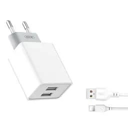 Адаптер сетевой XO Lightning Cable Dual USB charger L65 | 2USB, 2.4A |