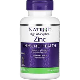 Цинк Natrol High Absorption Zinc с натуральным ананасовым вкусом 60 жевательных таблеток