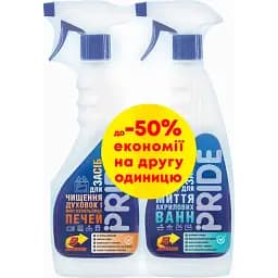 Набір засобів Pride Для чищення духовки та мікрохвильовки 500 мл + Для миття акрилових ванн 500 мл 