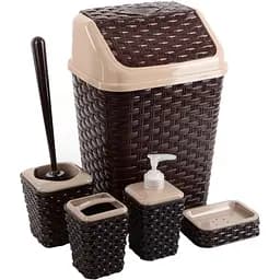 Набор для ванной комнаты Violet House 0786 Ротанг 5 в 1 коричневый (0786 Ротанг BROWN д/ванної 5 в 1)