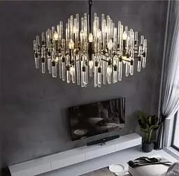 Розкішна люстра чорного кольору з скляними паличками Ø 100 см 22 лампи | Арт. MD 8073/22 BK | Line F