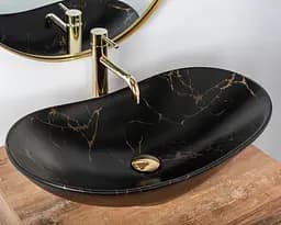 Умивальник Rea Royal 60 накладний marble black matt REA-U7478, Чорний матовий - мініатюра 2