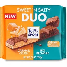 Шоколад Ritter Sport Duo молочний з солодко-солоною начинкою 218 г