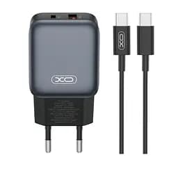 Мережевий зарядний пристрій XO L154(EU) PD20W/QC18W(1A1C) Charger TYPE-C Cable Чорний