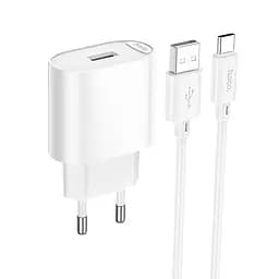Адаптер сетевой HOCO Type-C Cable Fighter single port charger set C109A |1USB, 2.1A/10.5W|