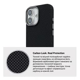 Карбоновый чехол для Apple iPhone 17, LikeCarbon2 MagCase, черный, тонкий защитный чехол-панель из поликарбоната с магнитами N52, MagSafe, противоударный, совместим с беспроводной зарядкой, приподнятые края для защиты камеры, ArmorStandart (ARM88379) - мініатюра 7