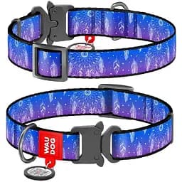 Ошейник для собак Waudog Nylon нейлоновый c QR паспортом, рисунок Ловец снов, металлическая пряжка-фастекс, M, Ш 20 мм, Дл 24-40 см