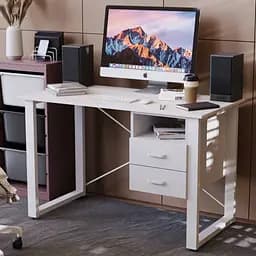 Письмовий стіл із ящиками Ferrum-decor Оскар 750x1400x600 метал Білий ДСП Біле 16 мм (FRD-103241)