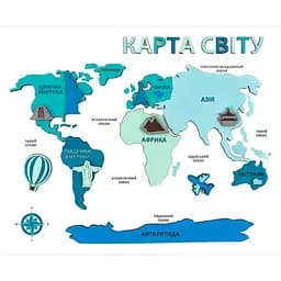 Набір картина 3D Rosa Talent Карта світу 3D МДФ 30 5х37 5 см - мініатюра 3