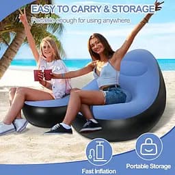 Надувний диван із пуфом Air Sofa / Надувне велюрове крісло з пуфиком + насос - мініатюра 2