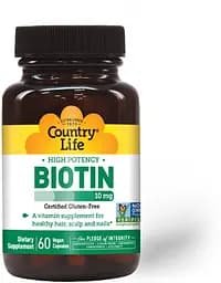 Вітаміни та мінерали Country Life High Potency Biotin 10 mg, 60 капсул