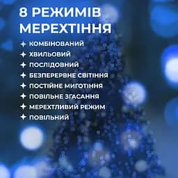 Гірлянда GarlandoPro Кінський хвіст 200 LED 10 ниток довжина 2 м, синій (1733010BL) - мініатюра 3