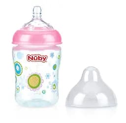 Пляшечка поліпропіленова Nuby непроливайка, широке горлечко, повільний потік, 180 мл, рожевий, 0+ (1193pnkflwrs)