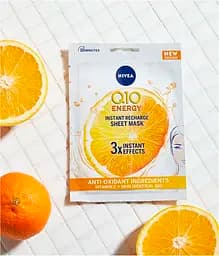 Тканинна маска для обличчя Nivea Q10 Energy з вітаміном C 1 шт. - мініатюра 2