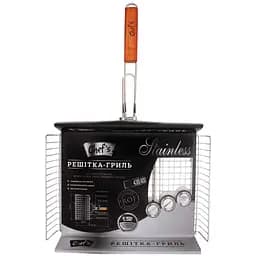 Решетка-гриль Chef's Stainless из нержавеющей стали с снимаемой деревянной ручкой 65 (+3) 40х30х6 см (CBT190004SR)