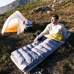Спальник з натуральним пухом Naturehike CW400 NH18C400-D, p-р L, жовто-сірий - мініатюра 2