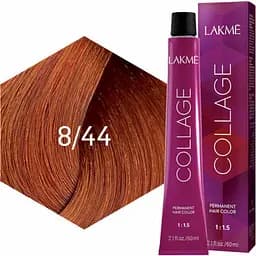 Перманентная краска для волос Lakme Collage Creme Hair Color оттенок 8/44 (интенсивный медный светлый блондин) 60 мл